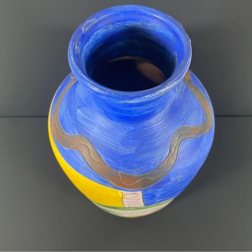 Colorful Ceramic Vase with Sun Design